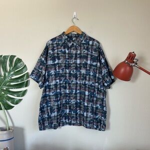 Orvis Men’s Camo Plaid Short Sleeve Button Down Shirt